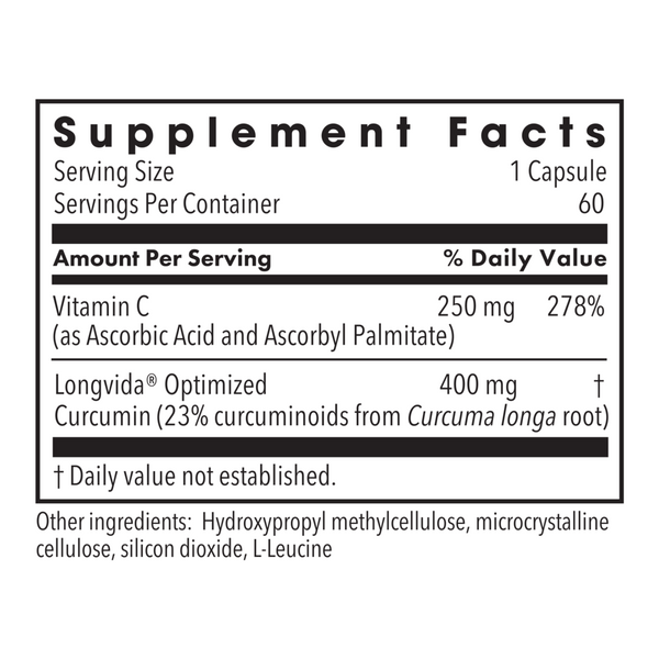 Curcumin + C Supplement Facts Label