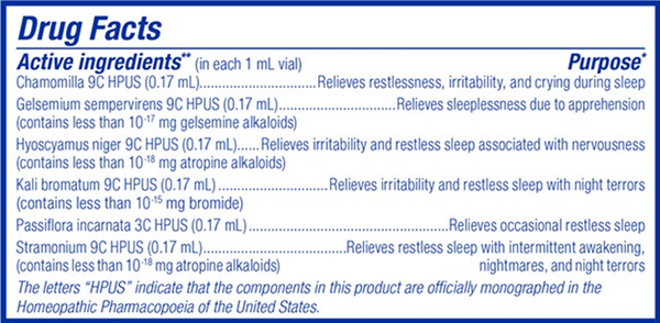SleepCalm Kids Supplement Facts Label