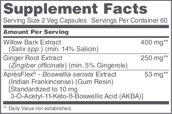 Ache Action Supplement Facts Label