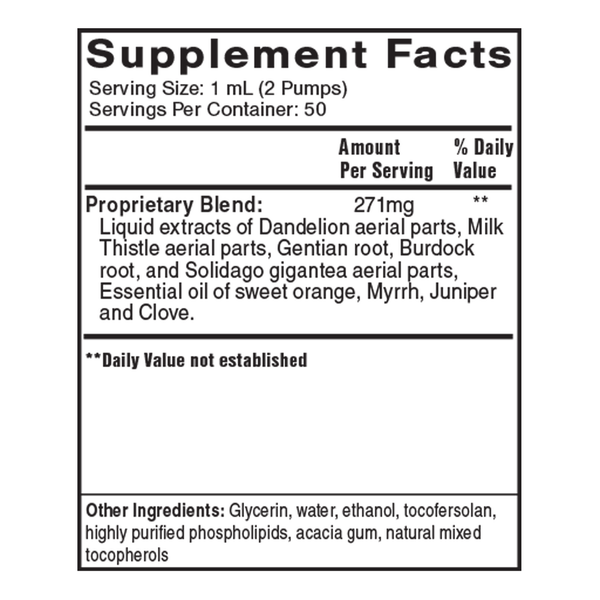 Bitters No. 9 Supplement Facts Label