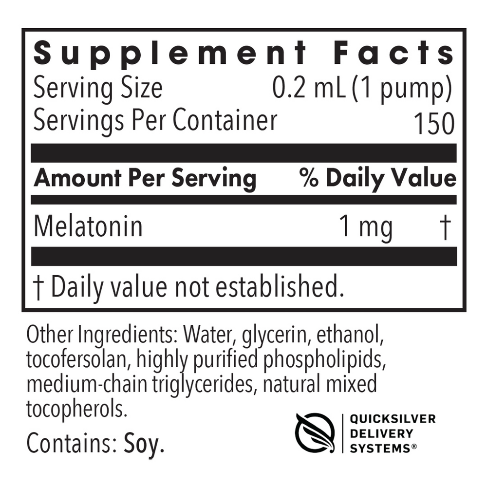 Liposomal Melatonin Supplement Facts Label