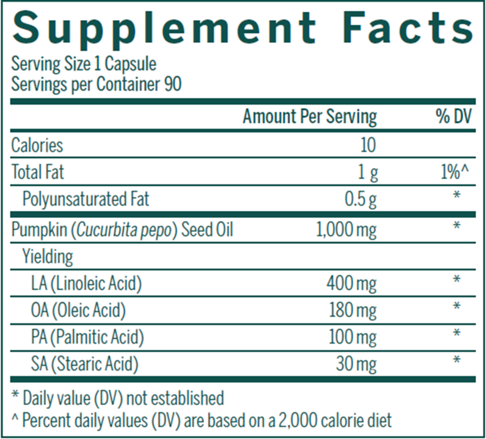 Pumpkin Capsules Supplement Facts Label
