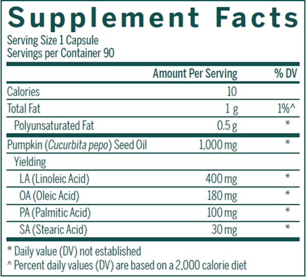 Pumpkin Capsules Supplement Facts Label
