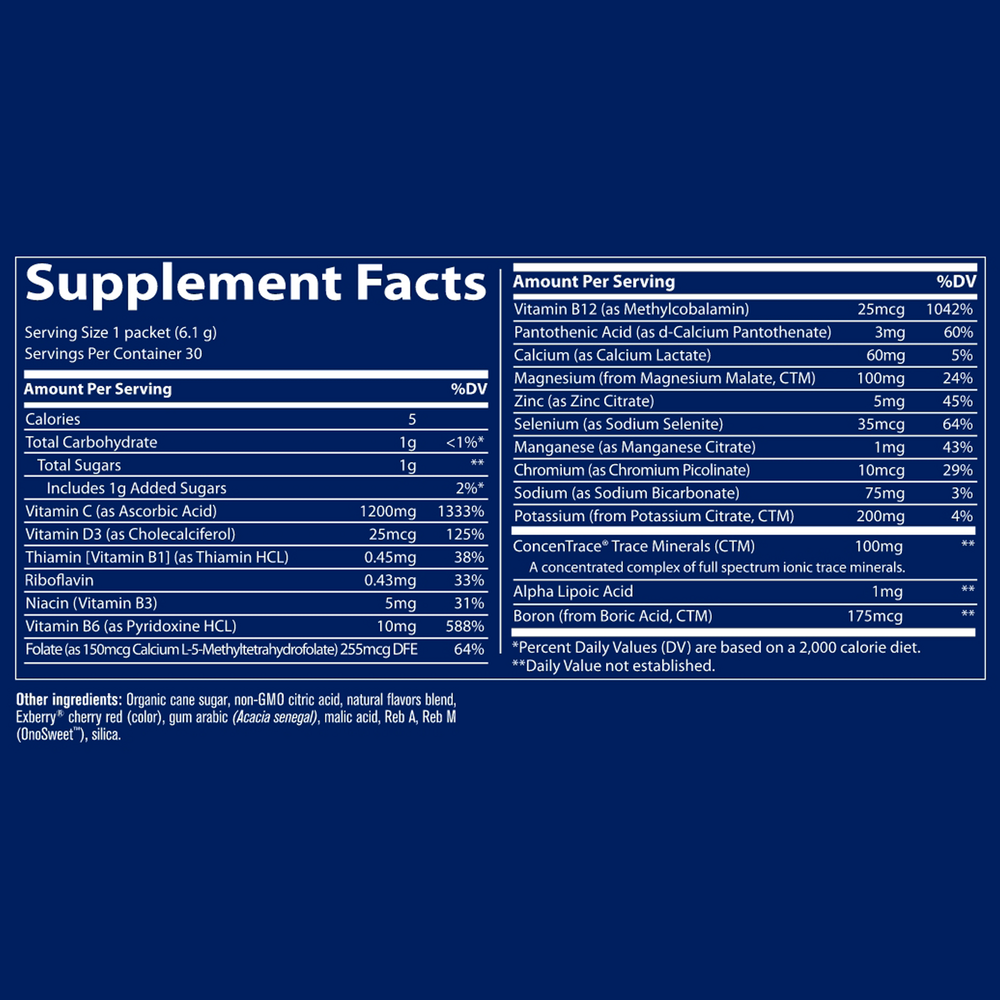 Power Pak Non-GMO Raspberry Supplement Facts Label
