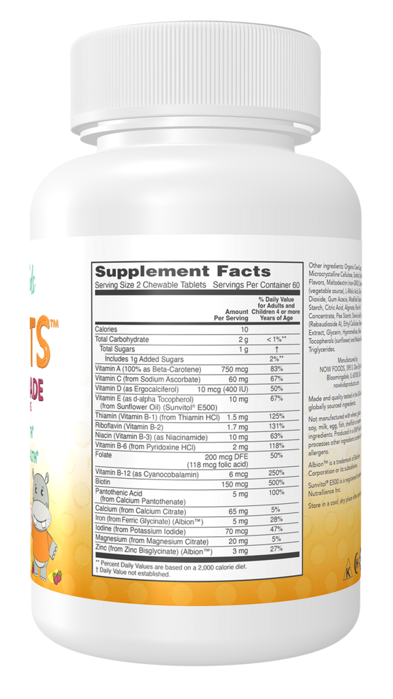Kid Vits (Berry Blast) Supplement Facts Label