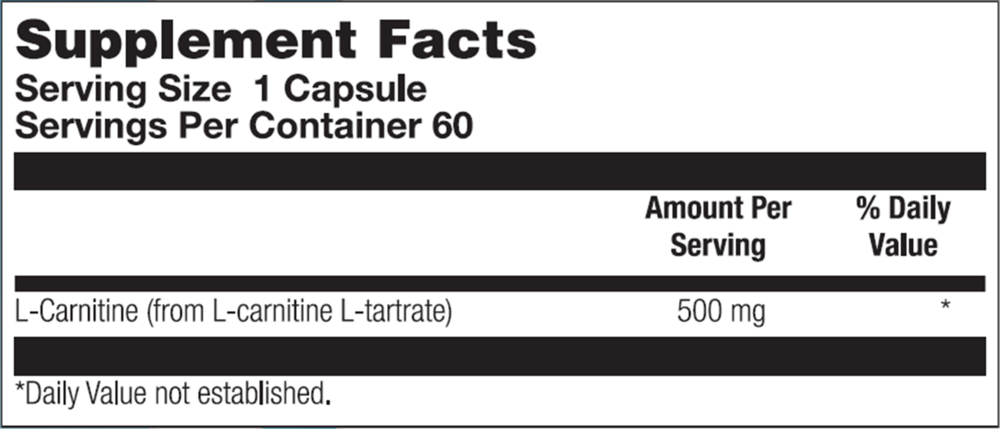 L-Carnitine Supplement Facts Label