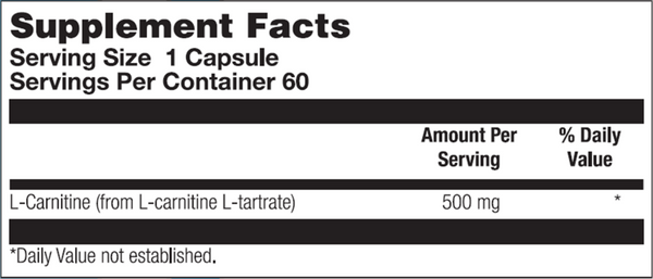 L-Carnitine Supplement Facts Label