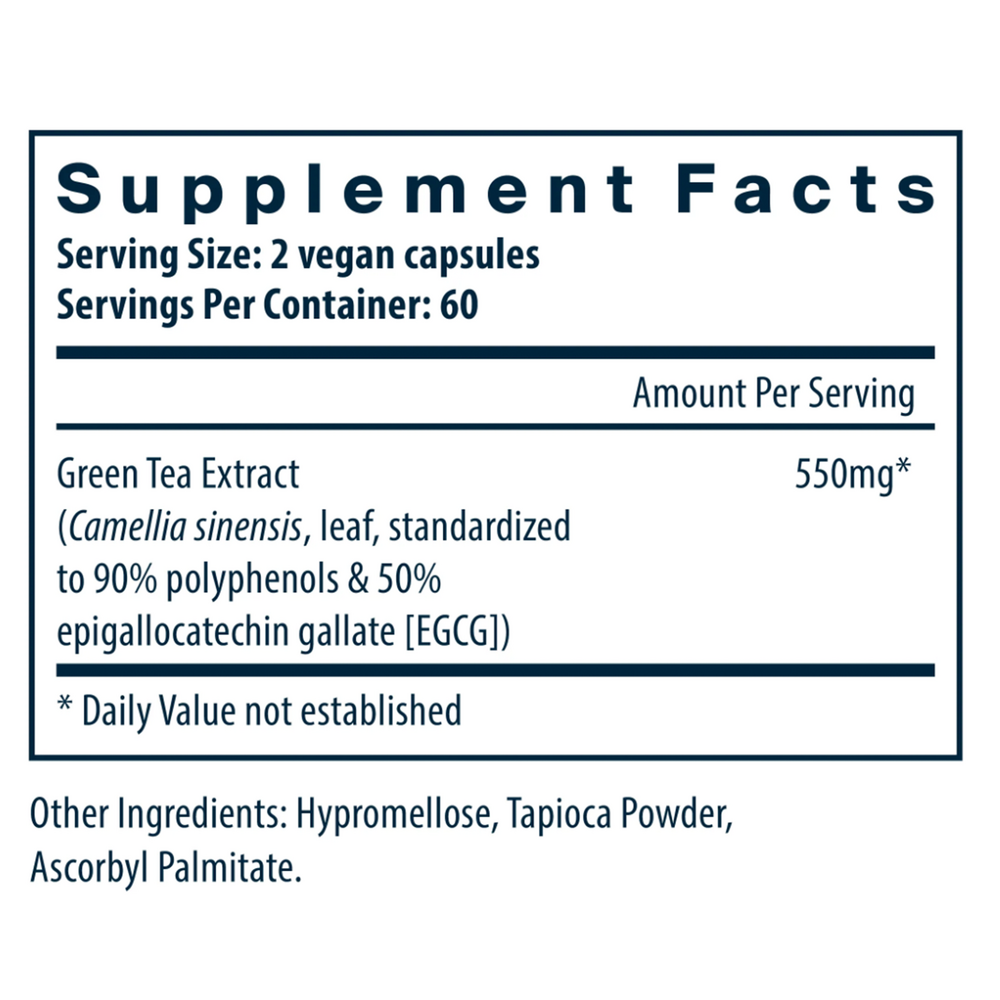 Green Tea Extract Supplement Facts Label
