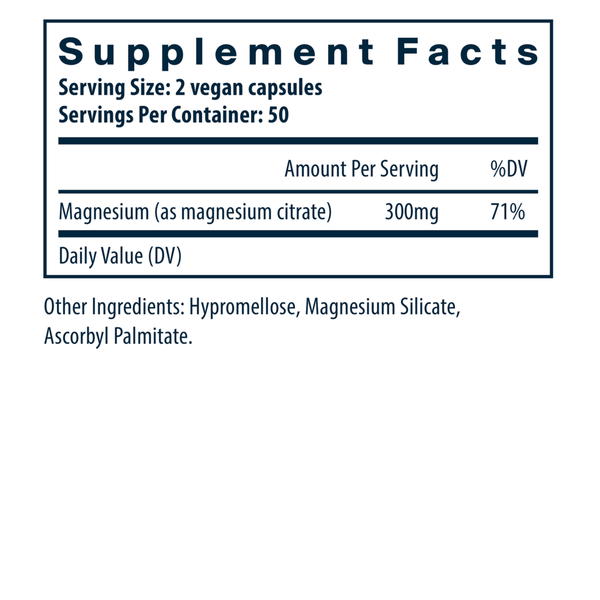 Magnesium (Citrate) 150 mg Supplement Facts Label