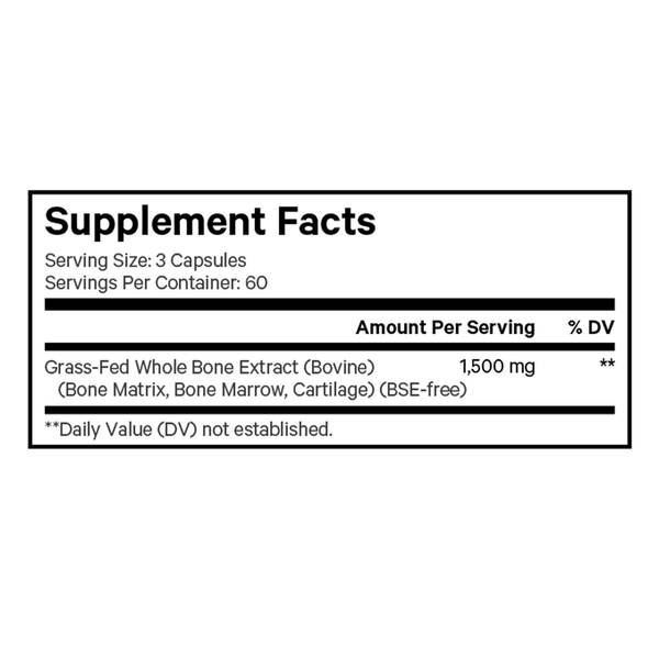 Bone Marrow Supplement Facts Label