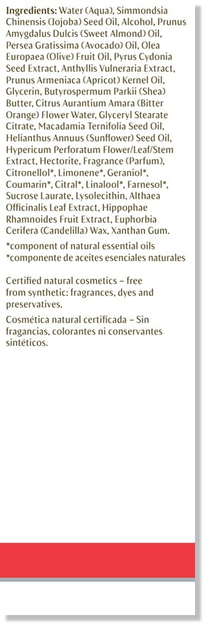 Almond Soothing Body Cream Supplement Facts Label