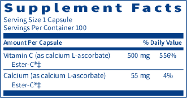Ester-C Supplement Facts Label