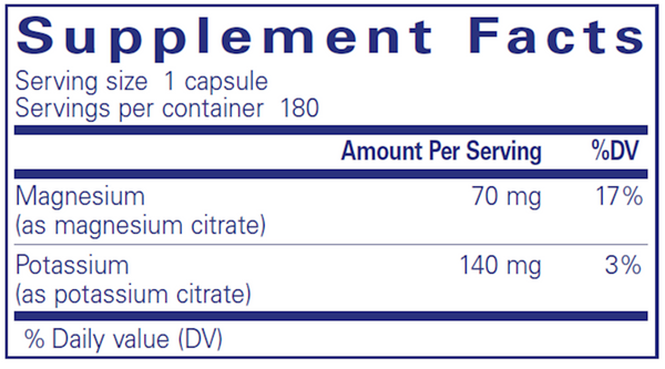 Potassium Magnesium (citrate) Supplement Facts Label
