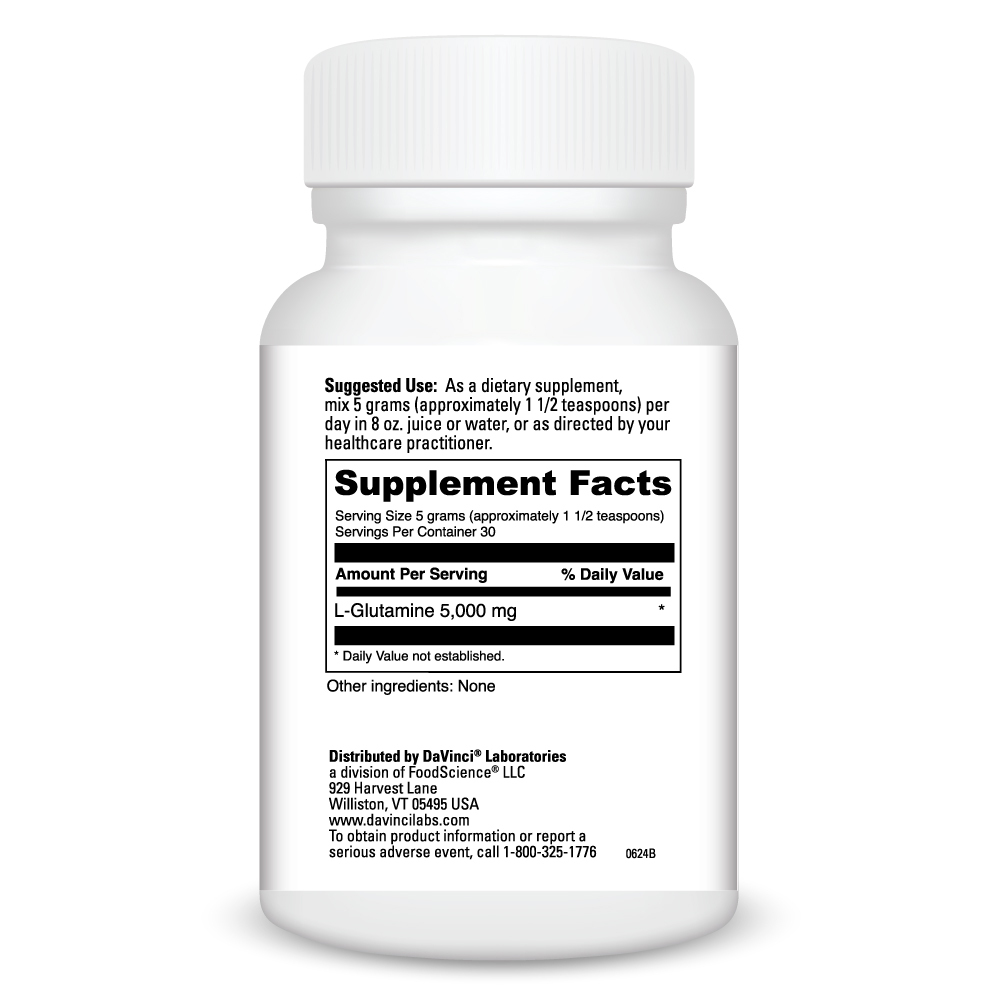 L-Glutamine Powder Supplement Facts Label