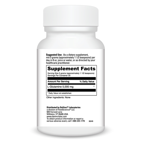 L-Glutamine Powder Supplement Facts Label