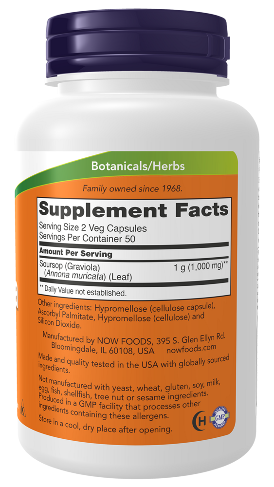 Graviola Supplement Facts Label