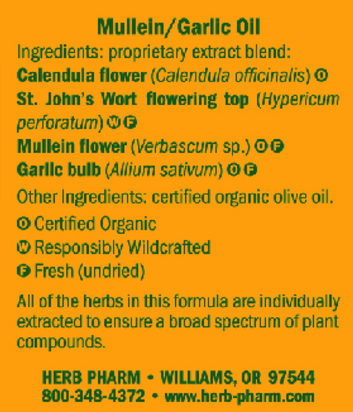 Kids Mullein Garlic Oil Supplement Facts Label