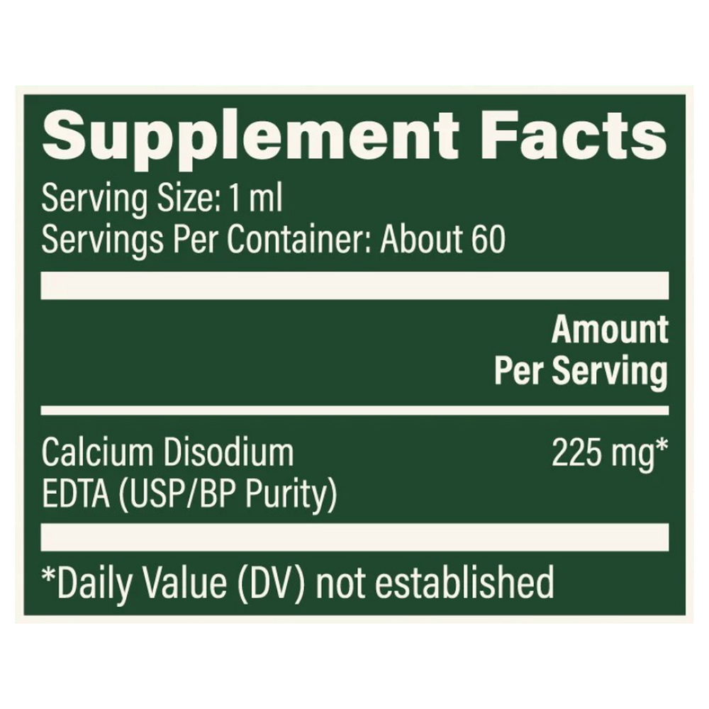 Calcium Disodium EDTA Supplement Facts Label