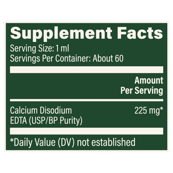 Calcium Disodium EDTA Supplement Facts Label