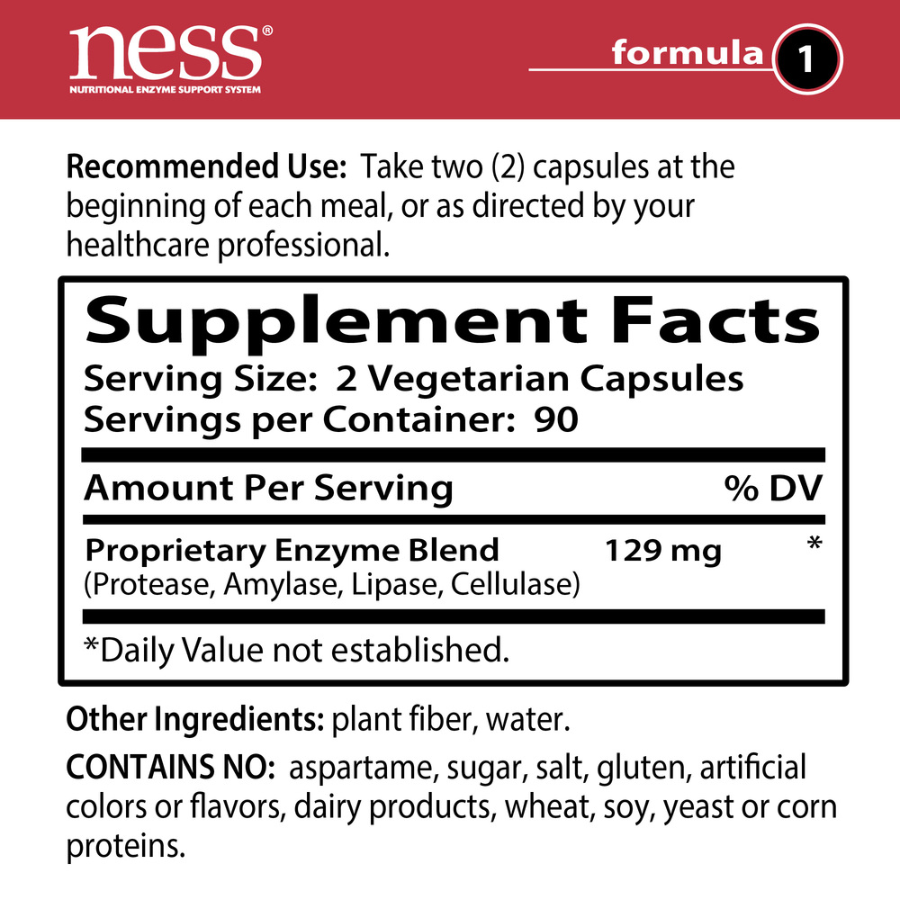 Protein Digest Formula 1 Supplement Facts Label