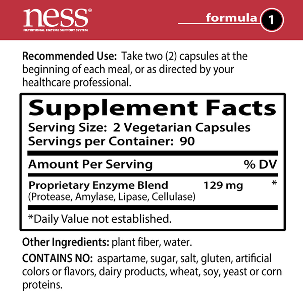 Protein Digest Formula 1 Supplement Facts Label