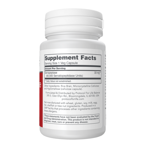 Serrapeptase 60,000 Supplement Facts Label