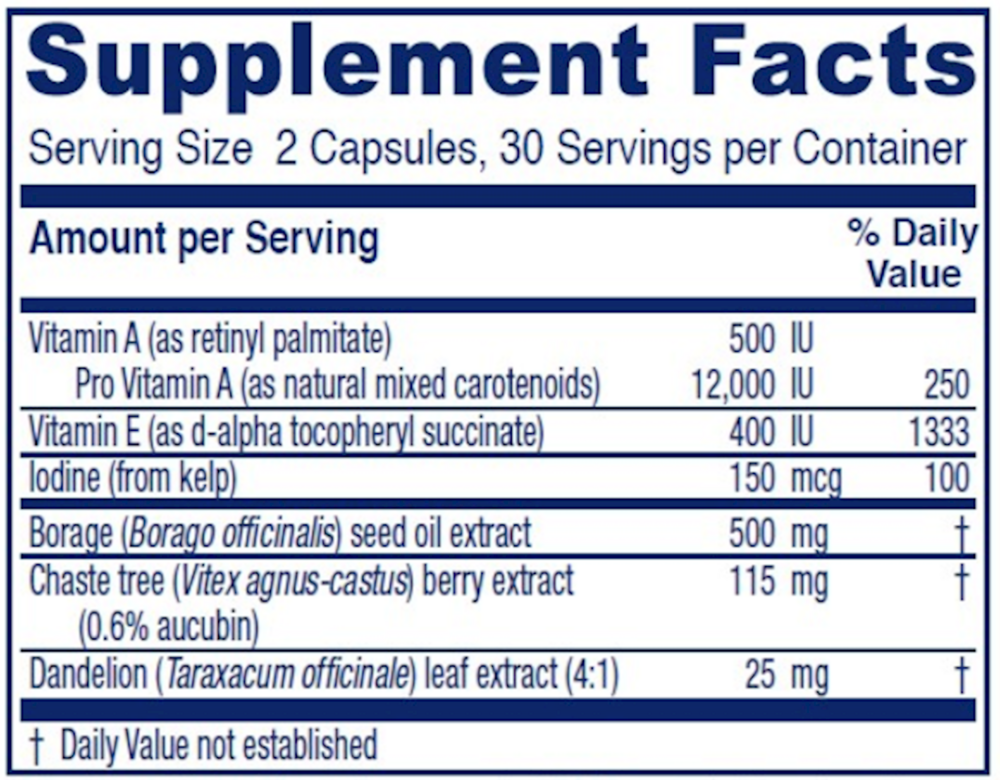 Breast Cycle Blend Supplement Facts Label