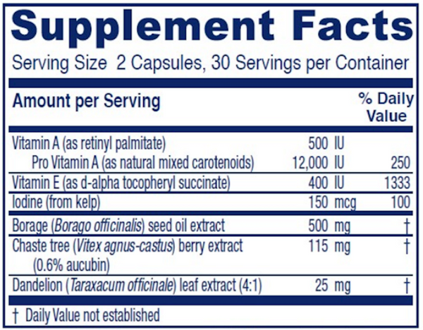 Breast Cycle Blend Supplement Facts Label