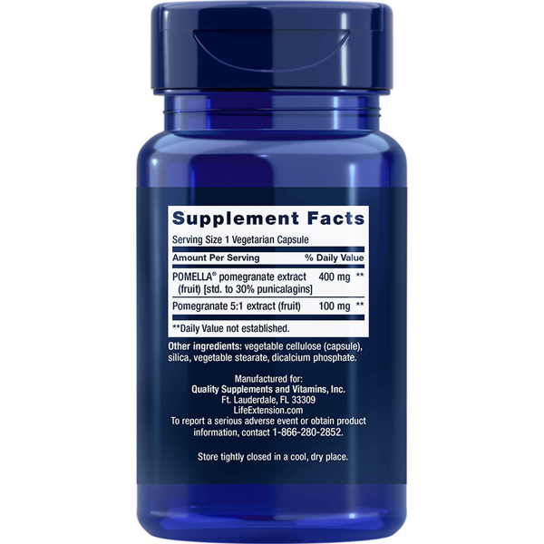 Pomegranate Fruit Extract Supplement Facts Label