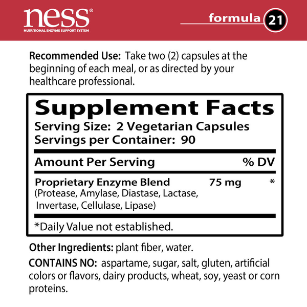 Sugar Digest Formula 21 Supplement Facts Label