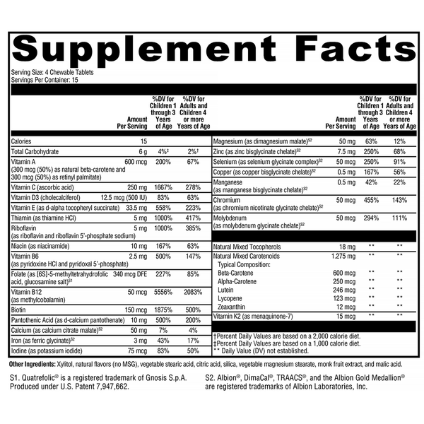 ActivNutrients® Chewable Mixed Berry Supplement Facts Label