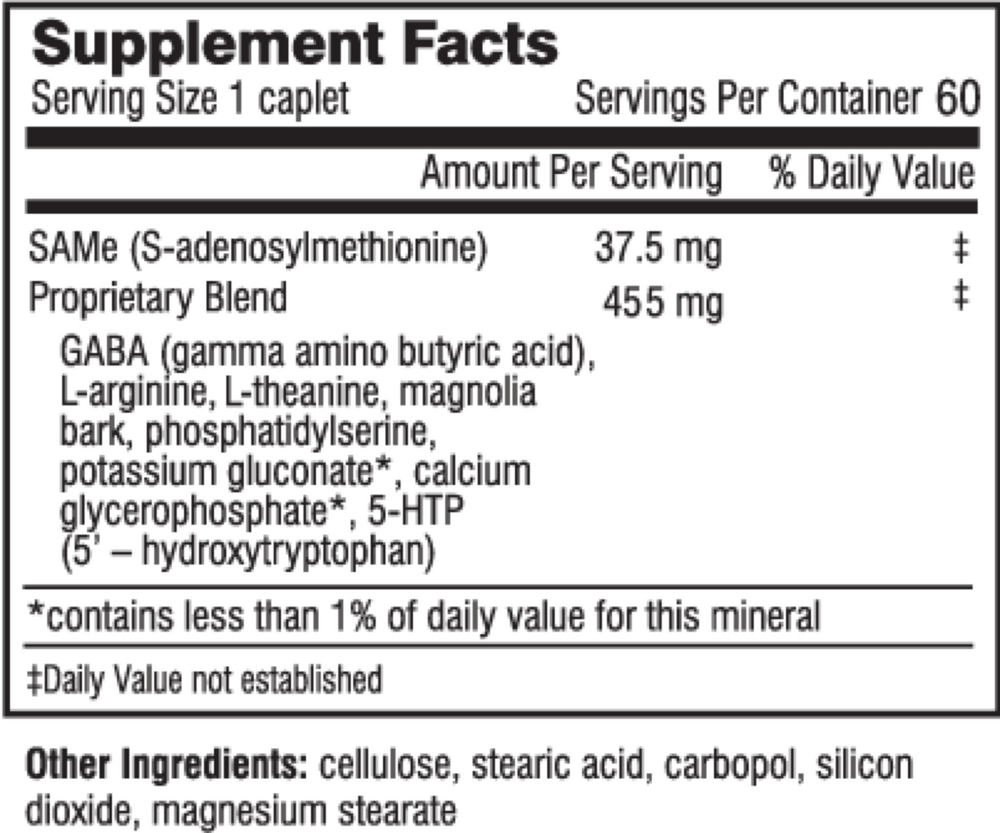 Cortisol Stress Reset Supplement Facts Label
