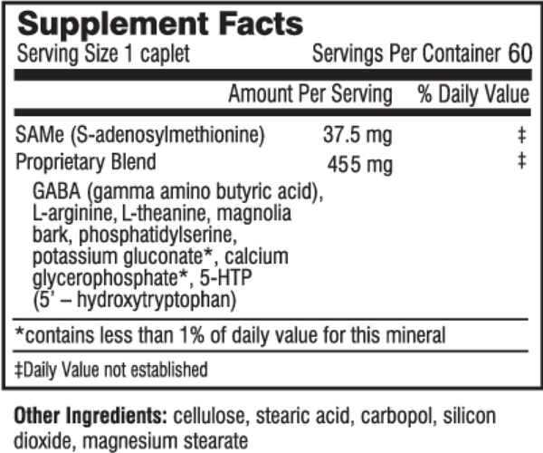 Cortisol Stress Reset Supplement Facts Label