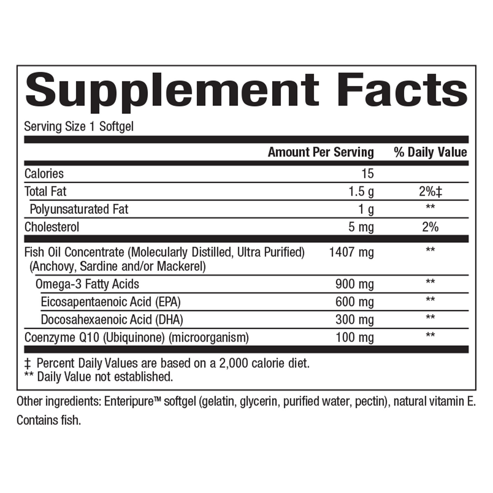 Optimega-3 Q10 Supplement Facts Label