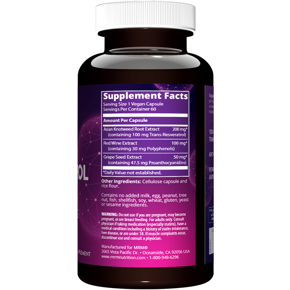 Resveratrol Supplement Facts Label