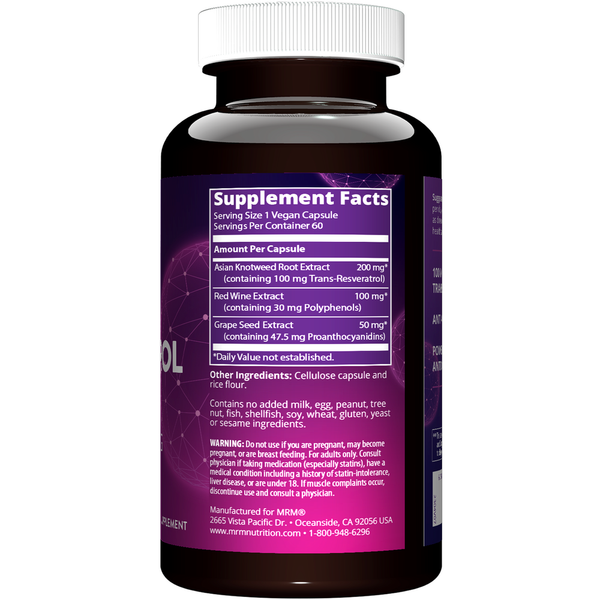 Resveratrol Supplement Facts Label
