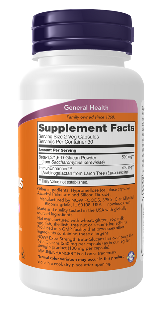 Beta-Glucans with ImmunEnhancer Supplement Facts Label