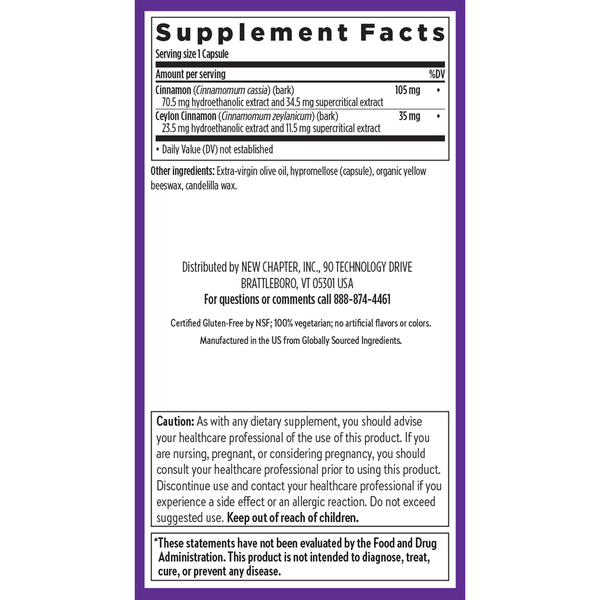 Cinnamon Force Supplement Facts Label