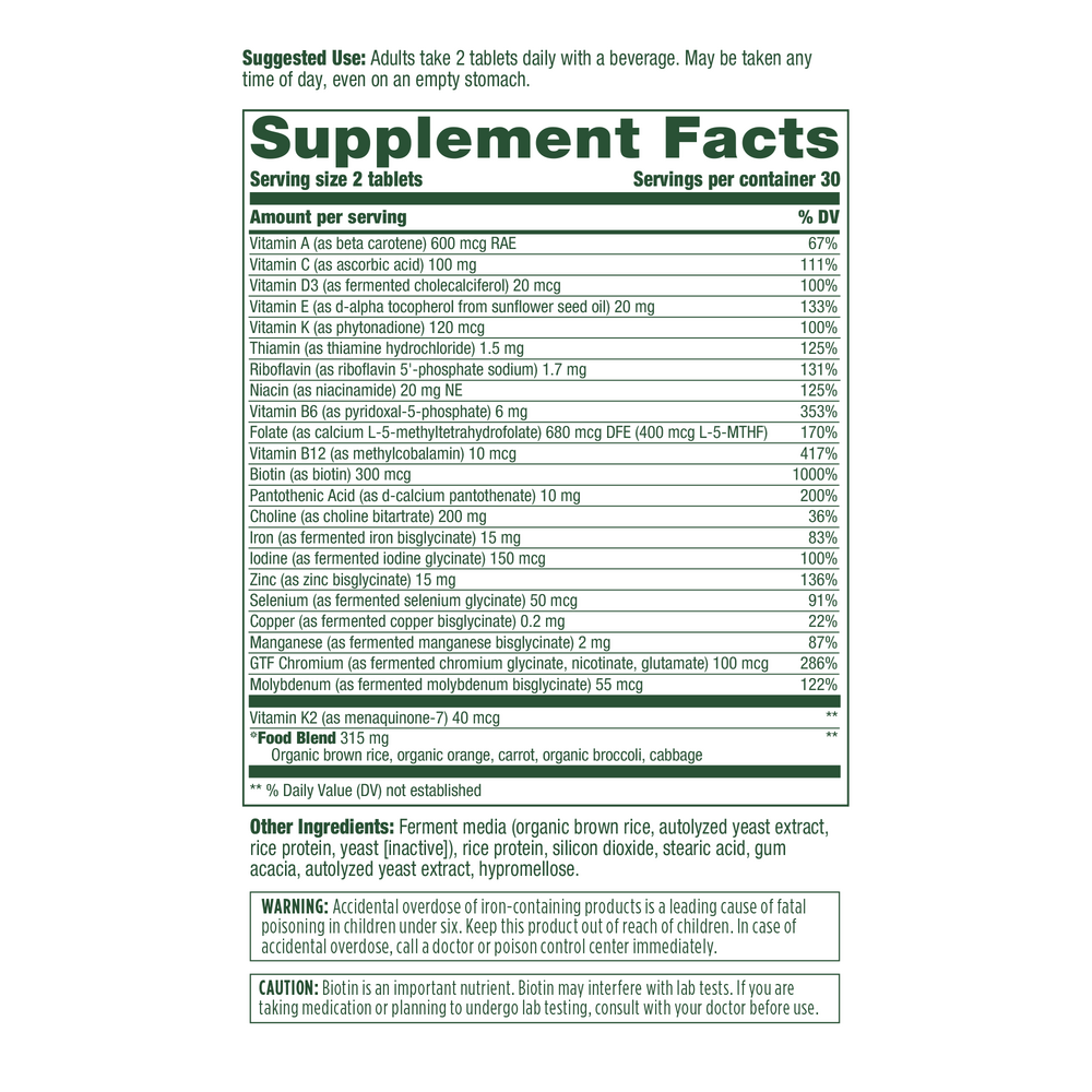 Multi for Women Supplement Facts Label