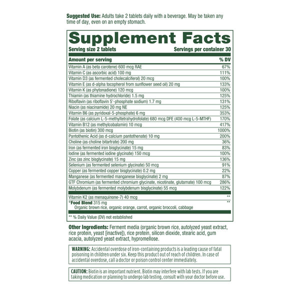 Multi for Women Supplement Facts Label