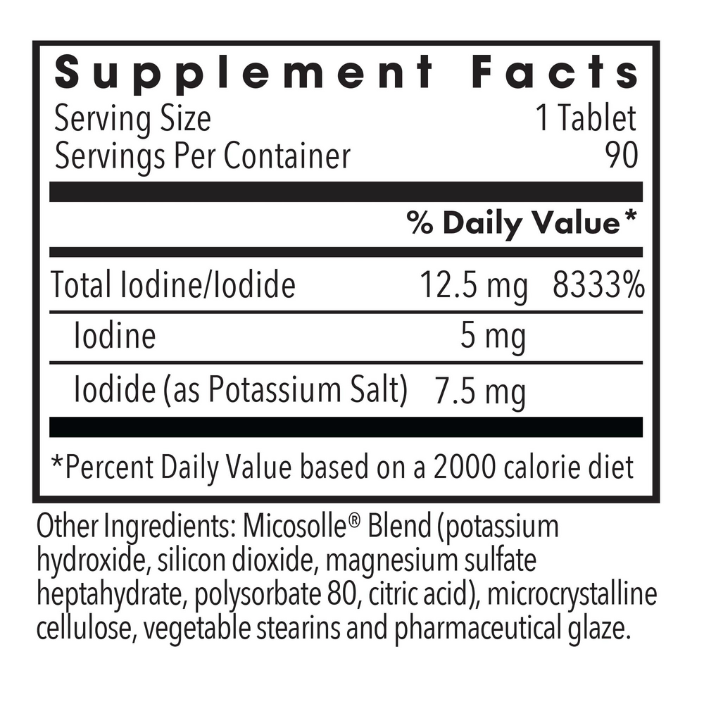 Optimox® Iodoral® 12.5 mg 180 Count Supplement Facts Label