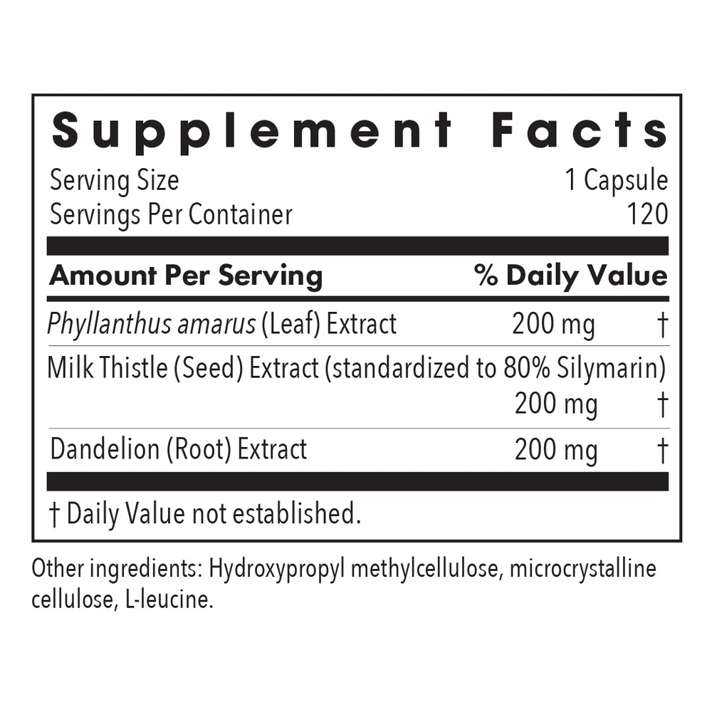 Milk Thistle Plus Supplement Facts Label