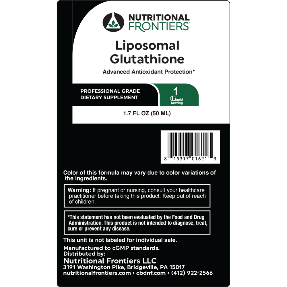 Liposomal Glutathione Supplement Facts Label