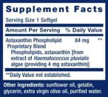 Astaxanthin with Phospholipids Supplement Facts Label