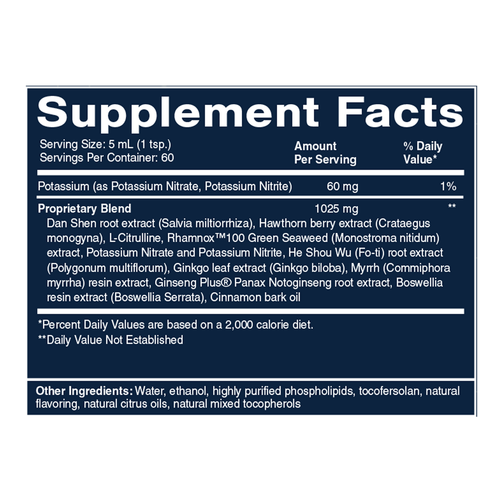 Cardio Elite Supplement Facts Label