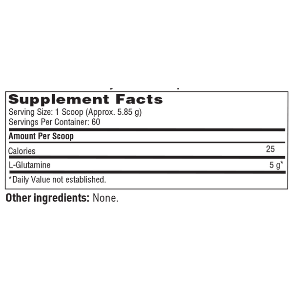 L-Glutamine Powder Supplement Facts Label