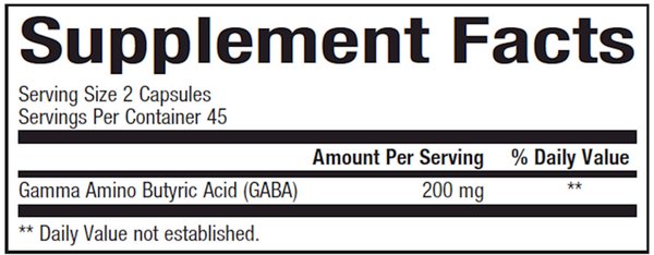 GABA-Pro Supplement Facts Label