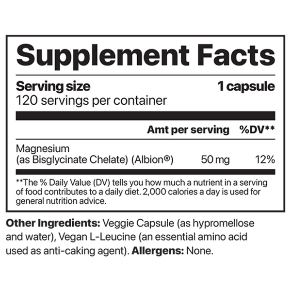 MagPure Glycinate Supplement Facts Label
