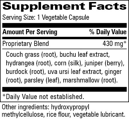 Herbal Water Balance Supplement Facts Label