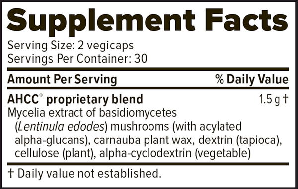 ImmunoKinoko 750 mg Supplement Facts Label
